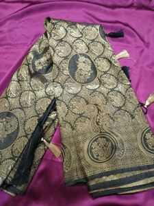 Elegant Black & Gold Saree