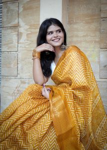 Mustard Zig-Zag Saree