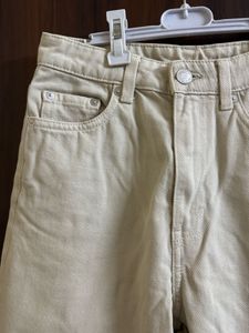 Beige Straight Leg Jeans
