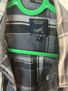 Men Black &amp; Grey Check Shirt XL