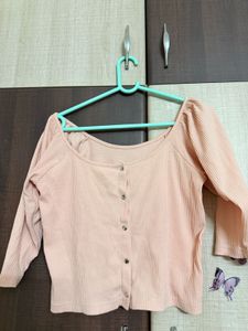 Peach Ribbed Top