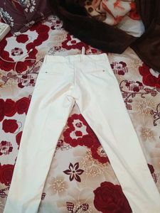 White Dress Pants with Silver Buckle
