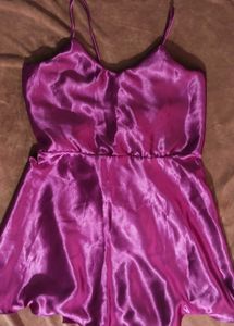 Wine Satin Romper Lengtg 32