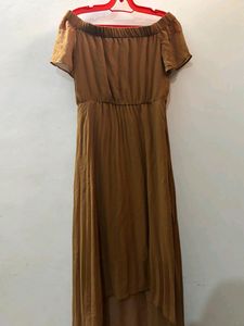 Brown Off Shoulder Maxi Dress
