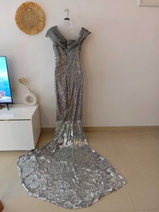Tailor Made Silver Sequin Gown(Thailand Fabric)