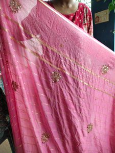 mauve-pink saree