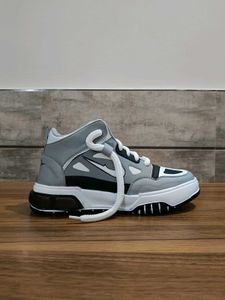 Stylish Gray &amp; Black High-Top Sneakers