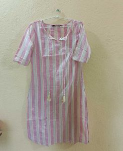 sangria Pink Stripped kurta set