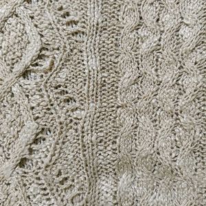 Silver Knit Open Weave Top Combo 2 Piece