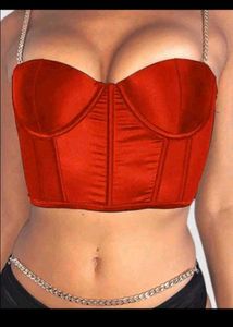 Red Satin Chain Corset Top