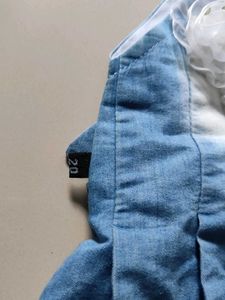 Denim Dress with Pearl Necklace