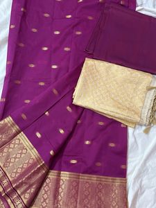 Purple Banarasi Dress Material