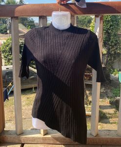 Black Ripped Knit Top