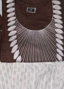 Brown Embroidered Kurta Set Without Use