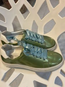Dries Van Noten Green Patent Sneakers