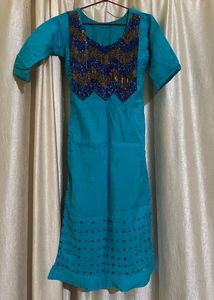 Teal Embellished Kurti