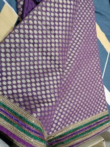 Purple Saree With Multi Border