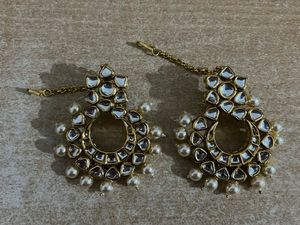 Premium Kundan & Pearl Chandbali Earrings