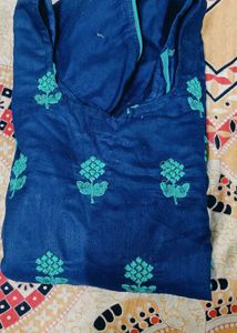 Blue Floral Embroidered Top