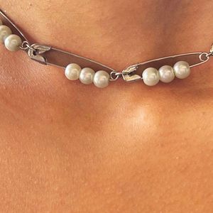 Pearl Safety Pin Necklace
