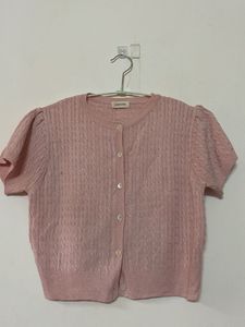 Cute Pink Short Sleeve Cardigan