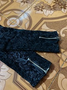 Paisley Print Black Pants