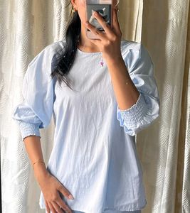 Blue Puff Sleeve Top