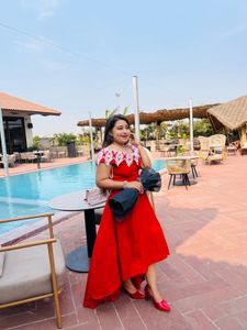 Red Princess Tail Dress with Lace &amp; Cancen Inside