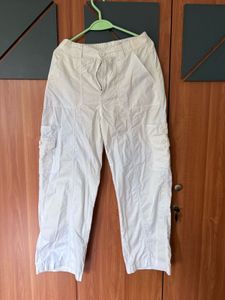 White Cargo Capri Pants