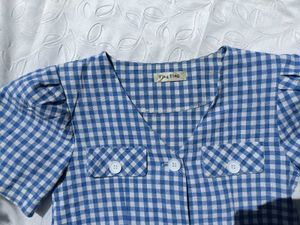 Gingham Crop Blazer Top 💙