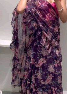 Floral Ruffle Saree