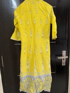 Beautiful formal lemon yellow kurta from W