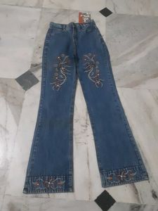 Embroidered Flare Jeans