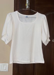 White Puff Sleeve Top