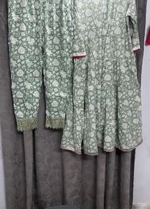 Green Floral Kurta Set