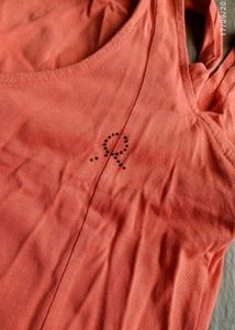 Coral Cold Shoulder Top