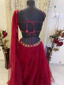 Maroon Net Lehenga Choli