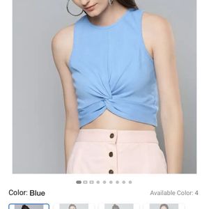 Blue Sleeveless Crop Top