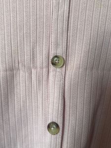 Cute Pink Ribbed Button Top