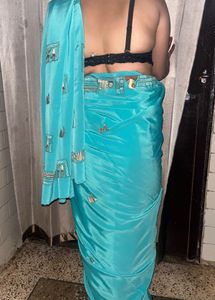 Elegant hot crepe Blue Saree
