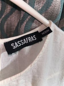 Sassafras Women Blue Striped Cinched Waist Top