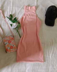 Pink Halter Neck Mini Dress