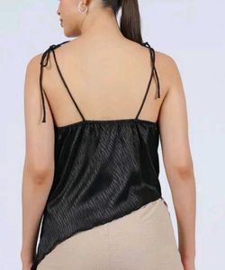Chic Black Satin Cami Top
