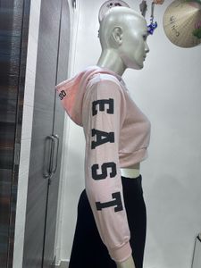 Pink Cropped Hoodie