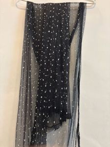 Black Net Dupatta With Lace