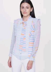 AND by anita dongre Striped Tie Neck Top