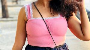 Pink Lace Trim Tank Top