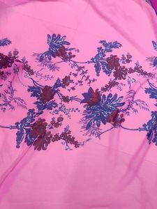 Pink White Royal Blue Festive Wear Saree