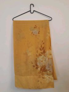 Golden Yellow Floral Print Lightweight Saree