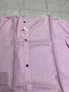 Pink Linen Button-Down Kurta